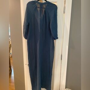 MICHAEL STARS tamar gauze caftan maxi beach dress in pebble teal green blue MED